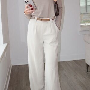 Elegant Cream Wide-Leg Pants